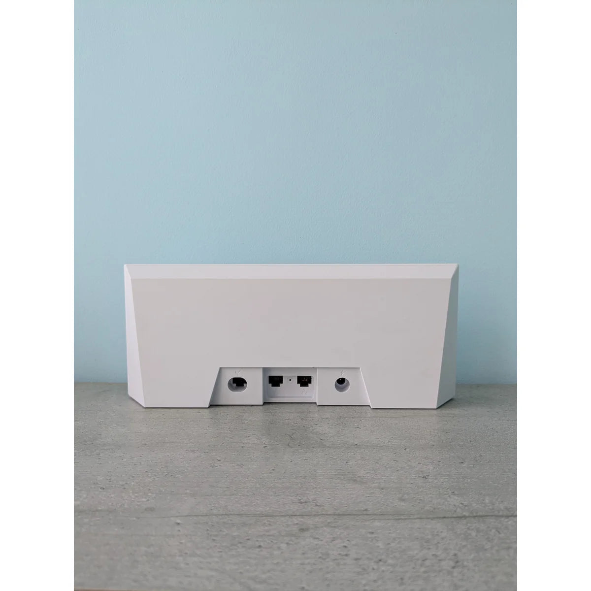 Rear of the Starlink Gen 3 router showing the dish port, two Ethernet ports and the power socket.