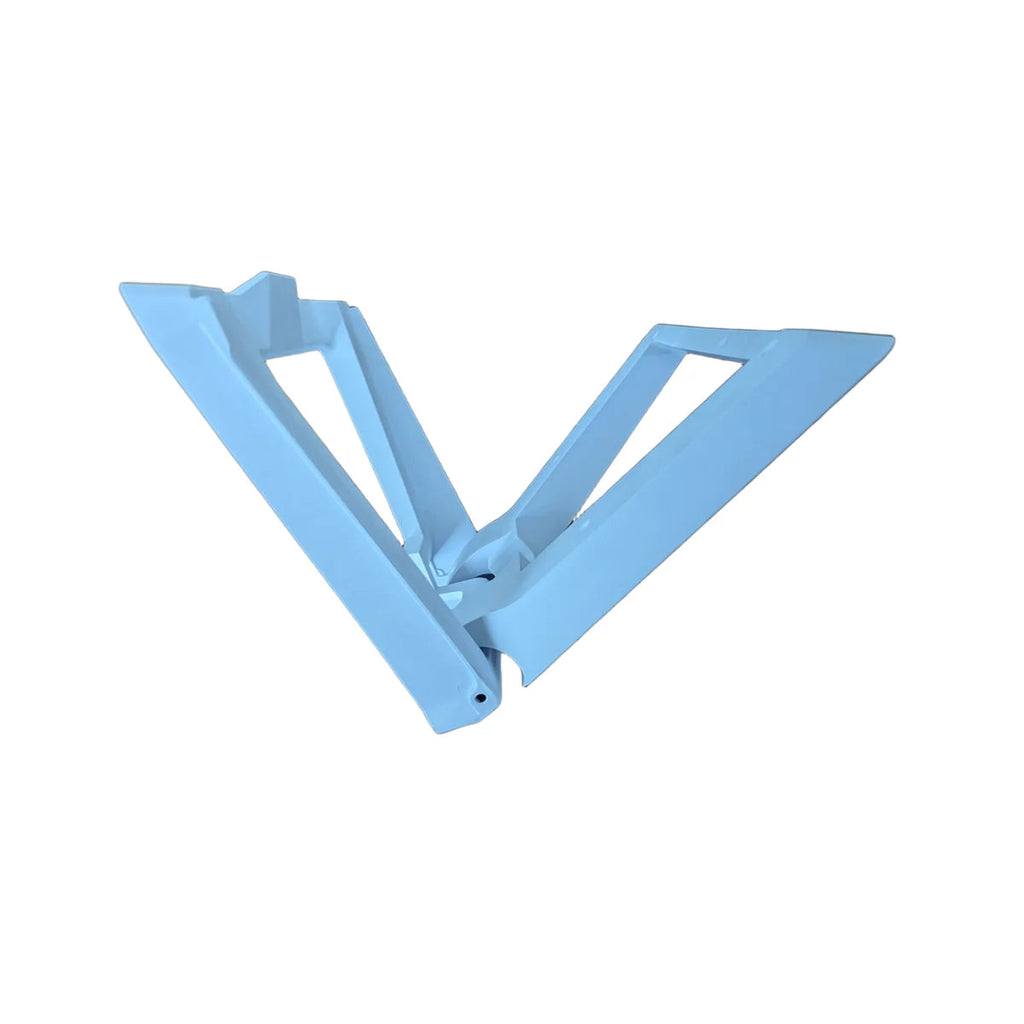 Starlink kickstand base in the open V position seen from the side, showing the support angle.