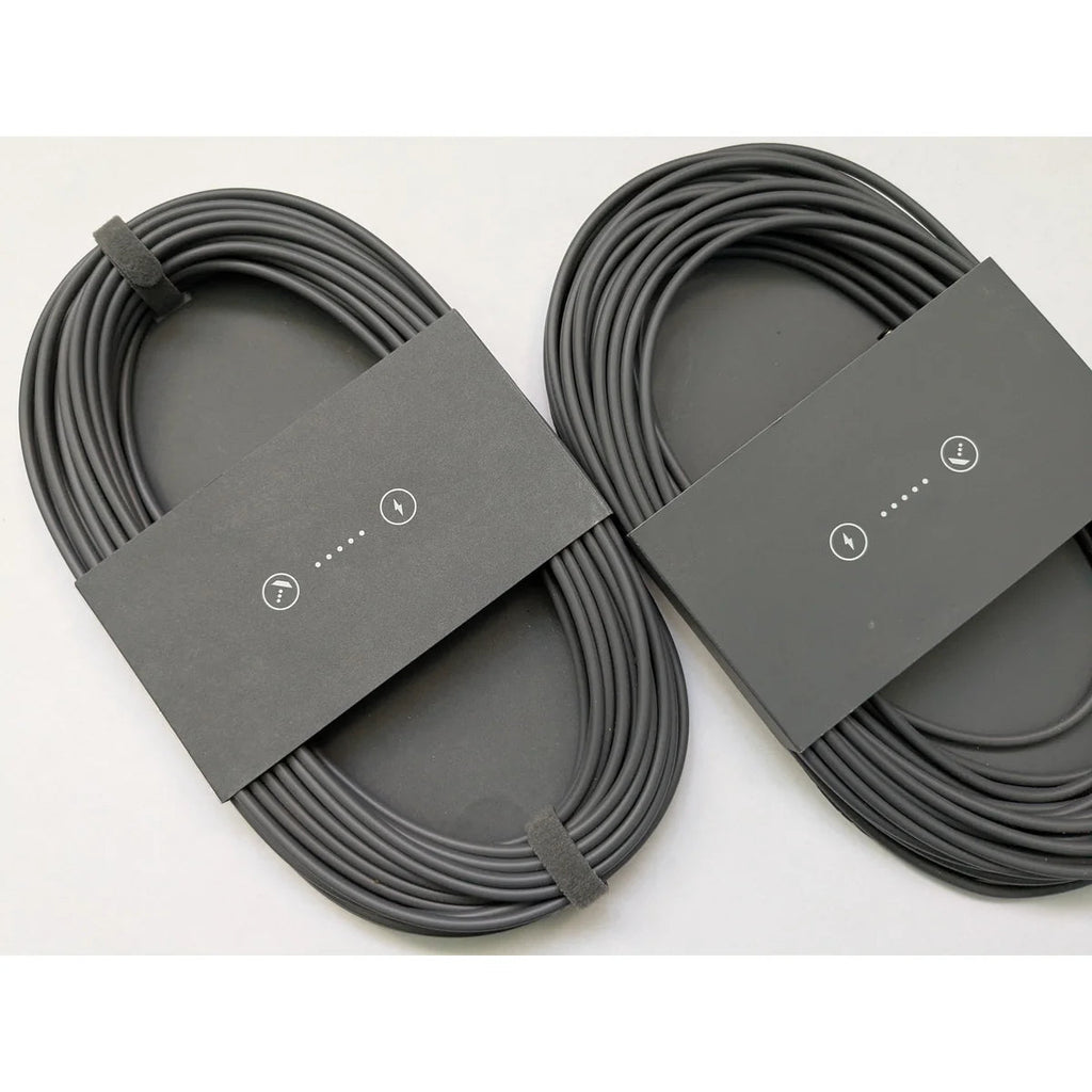 Two Starlink Mini DC power cables showing the sleeve icons that mark the power and dish ends.