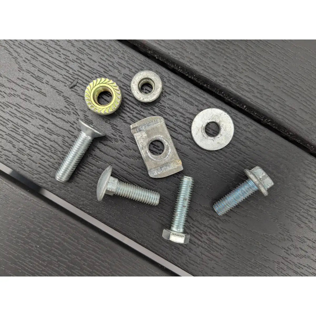 Assorted fixing hardware compatible with the StarMax mount kit, including bolts, washers and T-nuts.