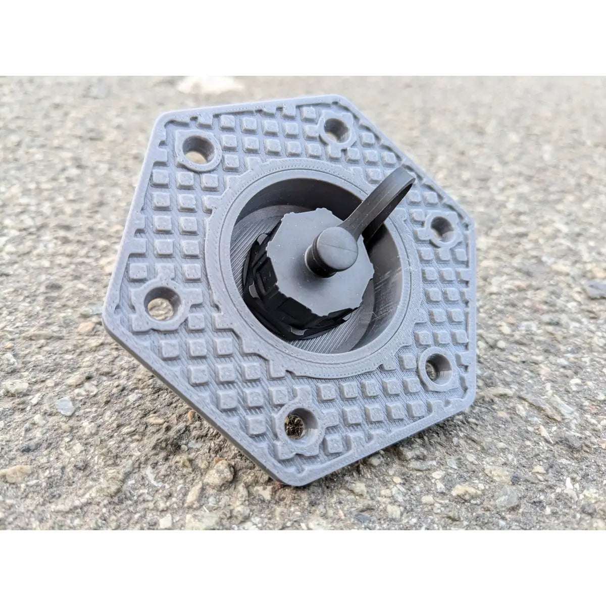 StarMax panel socket in grey with the weather cap screwed down into the recessed well.