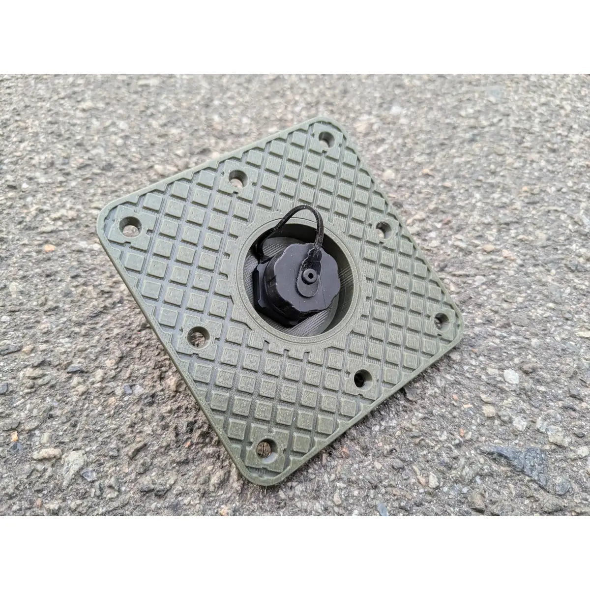 StarMax panel socket on the square olive faceplate with the weather cap closed and sealed.