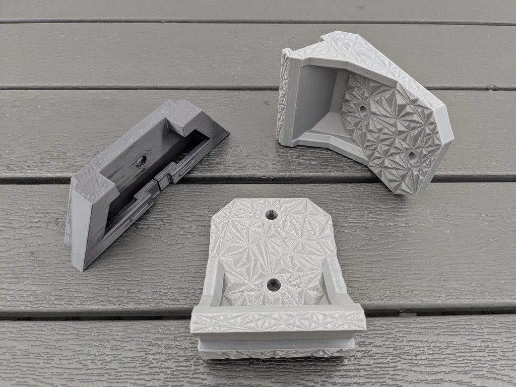 Three-piece StarMax bracket set for Starlink Mini roof mounting, two outer brackets and a centre rail piece.